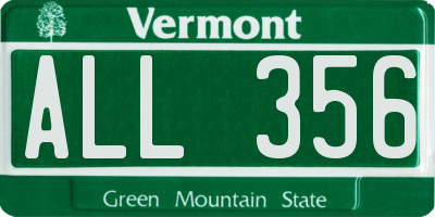 VT license plate ALL356