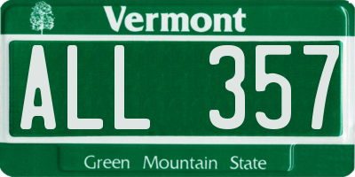VT license plate ALL357