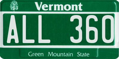 VT license plate ALL360