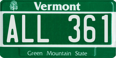 VT license plate ALL361