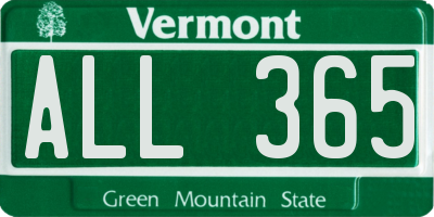 VT license plate ALL365