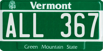 VT license plate ALL367