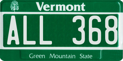 VT license plate ALL368