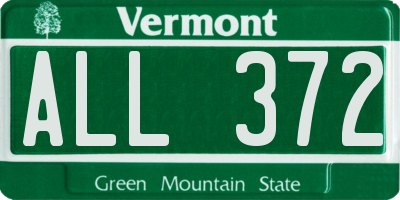 VT license plate ALL372