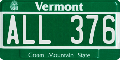 VT license plate ALL376