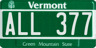 VT license plate ALL377