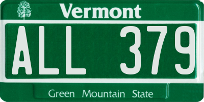 VT license plate ALL379