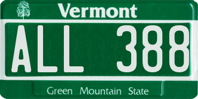 VT license plate ALL388