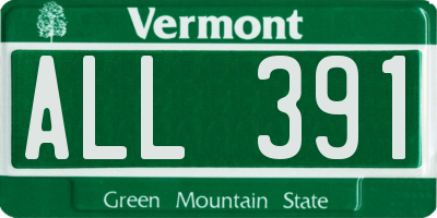 VT license plate ALL391