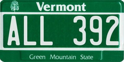 VT license plate ALL392