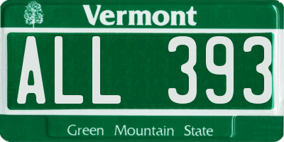 VT license plate ALL393