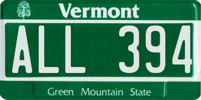 VT license plate ALL394
