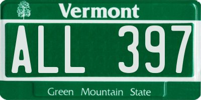 VT license plate ALL397