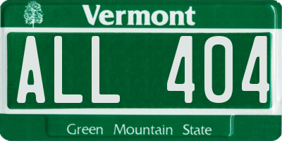 VT license plate ALL404