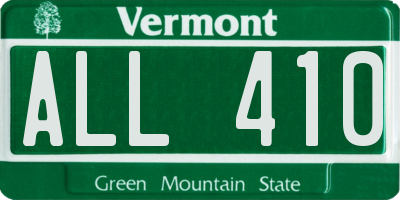 VT license plate ALL410