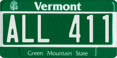 VT license plate ALL411