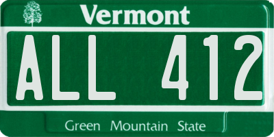 VT license plate ALL412