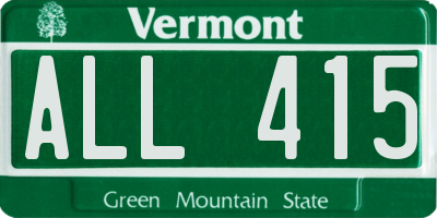 VT license plate ALL415