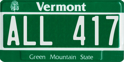 VT license plate ALL417