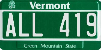 VT license plate ALL419