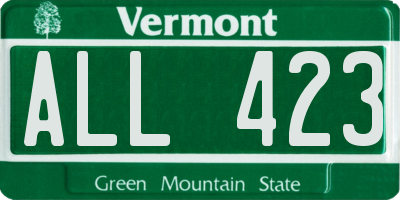 VT license plate ALL423