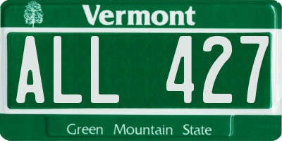 VT license plate ALL427