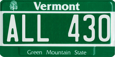 VT license plate ALL430