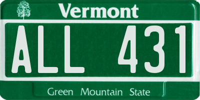 VT license plate ALL431