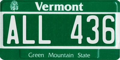 VT license plate ALL436