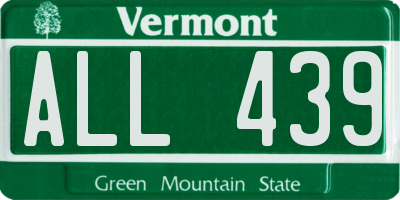 VT license plate ALL439