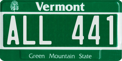 VT license plate ALL441