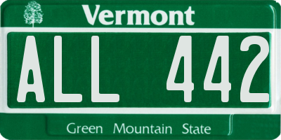 VT license plate ALL442