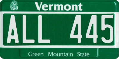 VT license plate ALL445