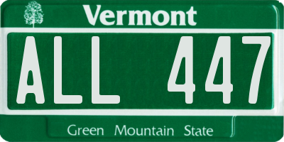 VT license plate ALL447