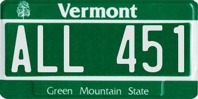 VT license plate ALL451