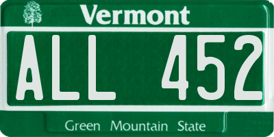 VT license plate ALL452