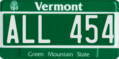 VT license plate ALL454