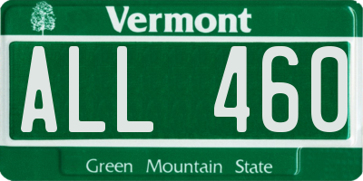 VT license plate ALL460