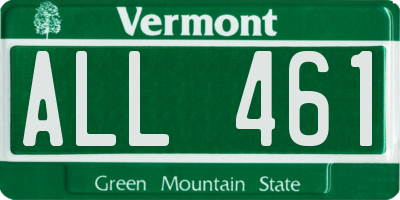 VT license plate ALL461