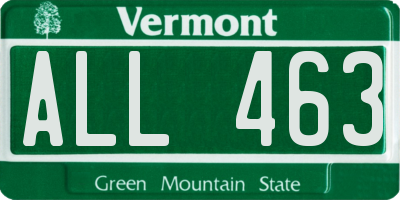 VT license plate ALL463