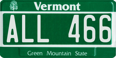 VT license plate ALL466