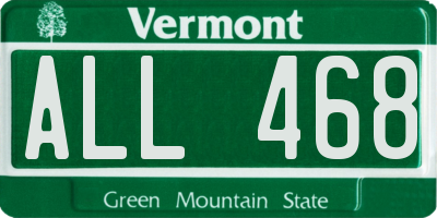 VT license plate ALL468