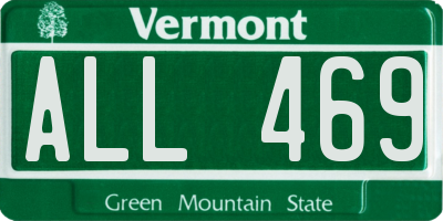 VT license plate ALL469