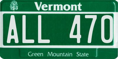 VT license plate ALL470