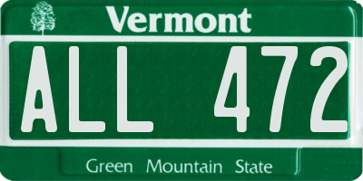 VT license plate ALL472