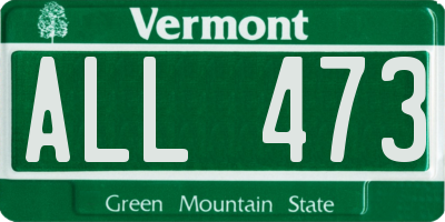 VT license plate ALL473