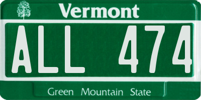 VT license plate ALL474