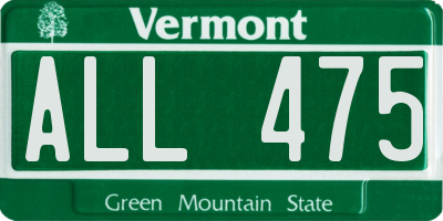 VT license plate ALL475