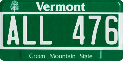 VT license plate ALL476