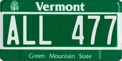 VT license plate ALL477